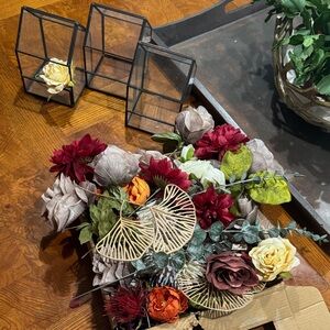 Elegant Floral Stems with Glass Terrariums